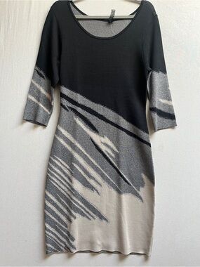 Yoana Baraschi Anthropologie Patterned Knit 3/4 sleeve Dress Sz L